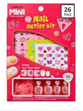 imPRESS Pink Mini Press-On Nail Set with Sticker Accents
